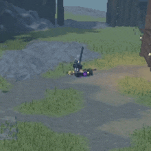 a video game character is laying on the ground with a sword