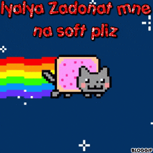 a pixel art of a cat with a rainbow coming out of its nose