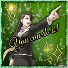a picture of a woman pointing with the words " you can do it "