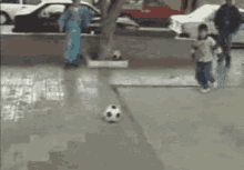 football prank painted bowling ball kick