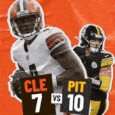 a football player holding a sign that says pit vs 10
