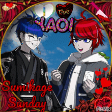 a picture of two anime characters with the words love yaoi