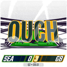 a graphic showing the score of a football game between the seahawks and green bay packers