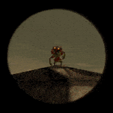 a computer generated image of a landscape with trees and a building