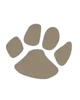 a silhouette of a paw print is shown on a white background