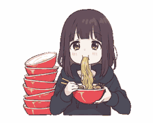 hungry anime girl ramen noodles