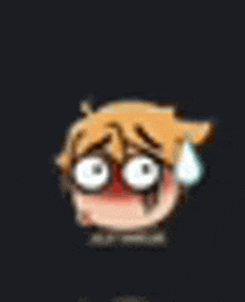 a close up of a cartoon character 's face with a surprised look on his face .