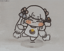 a cartoon drawing of a girl with glasses and a flower on her head .