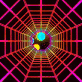 an optical illusion of a tunnel with a colorful background