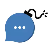 a blue speech bubble with three white dots on it