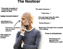 a picture of a man with a beard is labeled the nooticer