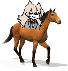 a drawing of a person riding a brown horse