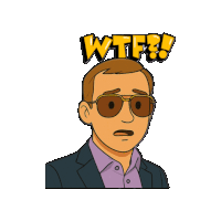 a cartoon of a man with sunglasses and the word wtf above him