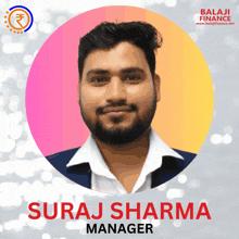 a picture of a man with the name suraj sharma manager