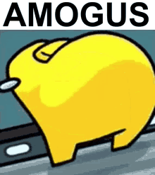 among us logo with a yellow character and the name amagus