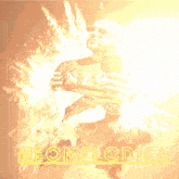 a man is surrounded by flames and the word neomelodica is visible