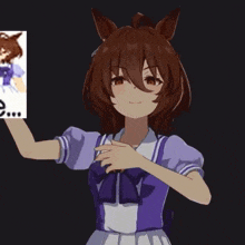 a cartoon of a girl in a purple dress with the words `` true '' written on it .