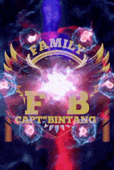 a logo for family fb capt bintang with a purple background