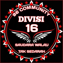 a logo that says 86 community divisi 16 saudara walau tak sedarah