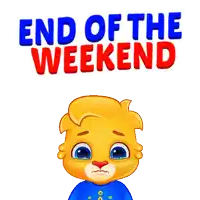 a cartoon character crying with the words end of the weekend behind him