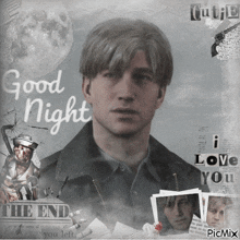 a picture of a man with the words " good night i love you "