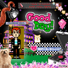 a picture of a video game with the words good day on it
