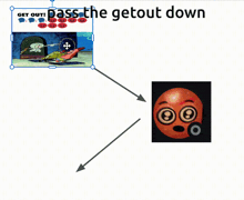 a picture of spongebob with the words pass the getout down on it