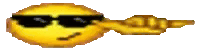 a pixel art of a smiley face with sunglasses on .