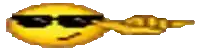 a pixel art of a smiley face with sunglasses on .