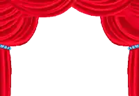 a red curtain with blue rhinestones on the bottom