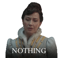 a woman in a white dress with the word nothing on the bottom