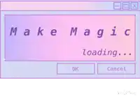 a computer screen says make magic loading