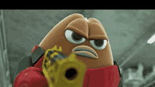 a cartoon character is pointing a gun at someone