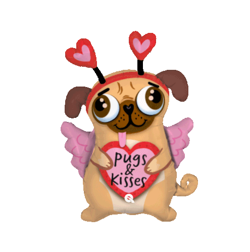 Pug Vday Sticker - Pug Vday Valentines Stickers