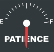 a gauge with the word patience at the top
