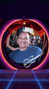 a picture of a man in a circle with the words voz & canto on it