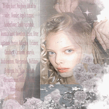 a picture of a woman with the words bleeding heart fox gloves and leatherflower on it