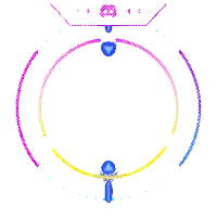 a drawing of a circle with a blue arrow in the middle