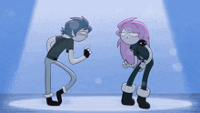 a cartoon of a man and a woman dancing