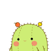 a cartoon cactus with a face and the word wow above it