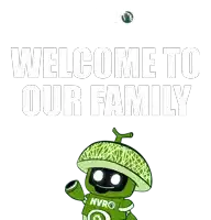 a green cartoon character with the word nvr on his shirt