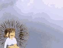 a cartoon character is standing in front of a circle of sticks