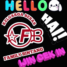 a sticker that says hello keluarga besar family bintang win cek ini