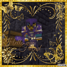 a picture of a minecraft character with the words hello my friend