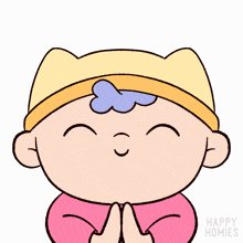 a cartoon of a person saying thank you with their hands folded