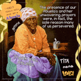 a painting of an elderly woman with the words " thank you abuela " on it