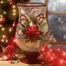 Christmas Candle Poinsettia GIF