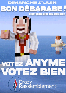 a poster for dimanche 1er juin bon debarabe with a minecraft character