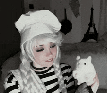 Belle Delphine Chef'S Hat GIF - Belle Delphine Chef'S Hat Playing With Mouse GIFs