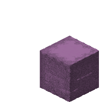 a purple block with a yellow cube inside of it .